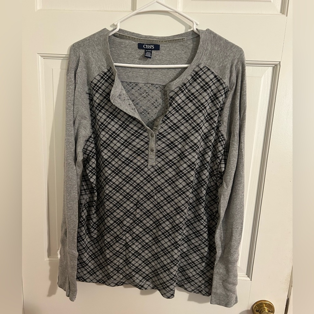 Chaps Heather Gray Long Sleeve Shirt